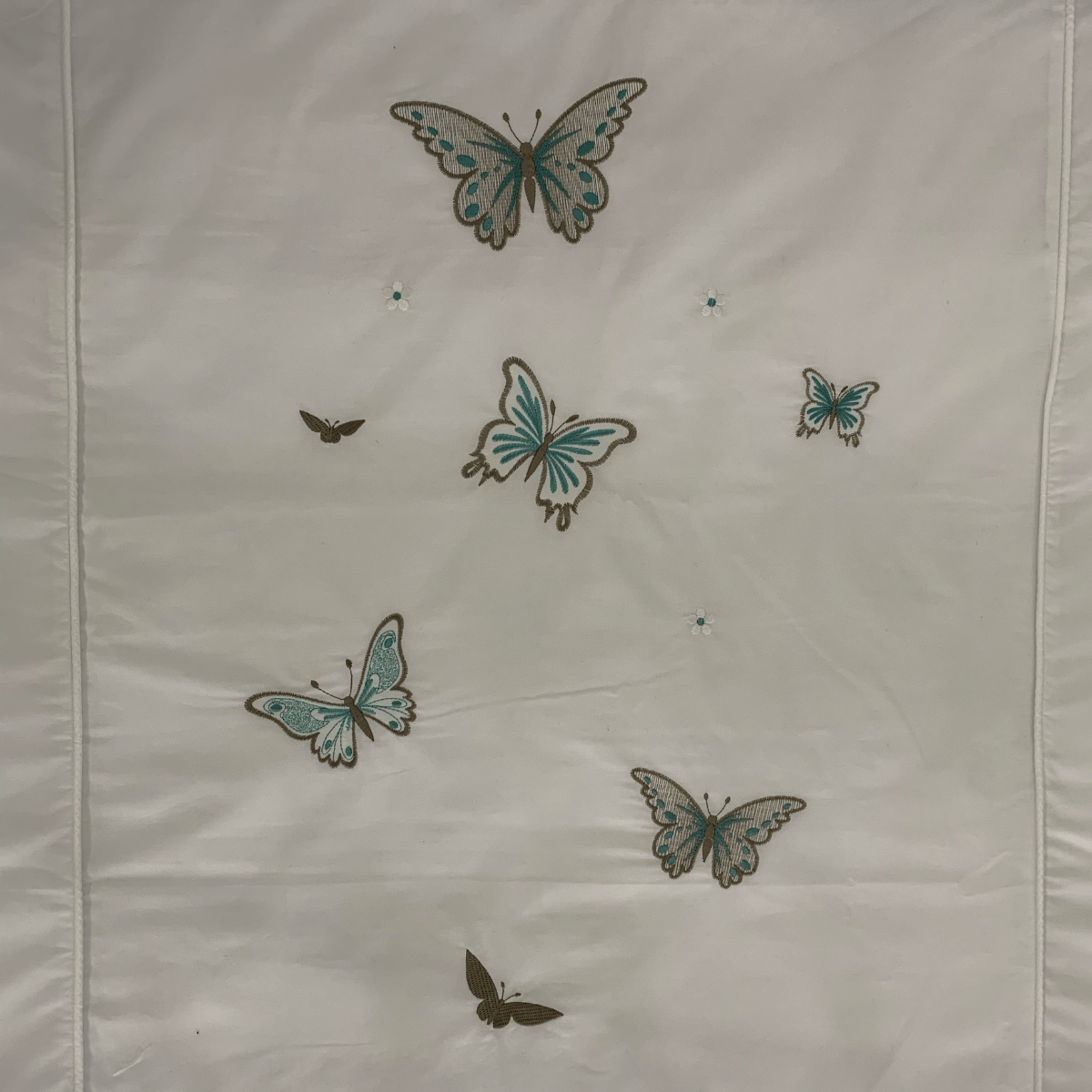 Duvet Cover • Embroidered • Butterflies • 200T • 100% Cotton Percale • White - Image 3