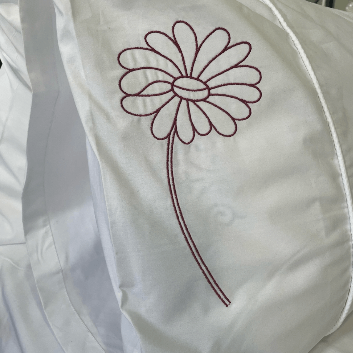 Duvet Cover • Embroidered • Modern Daisy • 200T • 100% Cotton Percale • White - Image 7