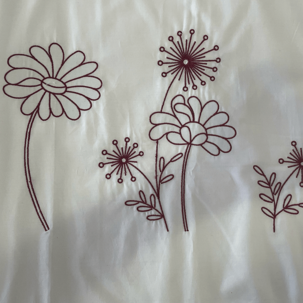 Duvet Cover • Embroidered • Modern Daisy • 200T • 100% Cotton Percale • White - Image 6