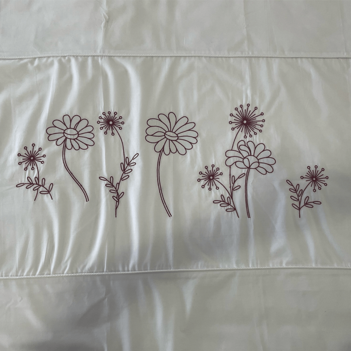 Duvet Cover • Embroidered • Modern Daisy • 200T • 100% Cotton Percale • White - Image 5