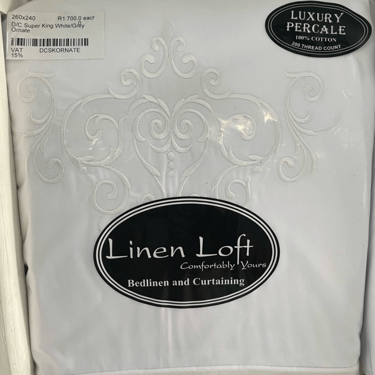 Duvet Cover • Embroidered • Ornate • 200T • 100% Cotton Percale • White - Image 3