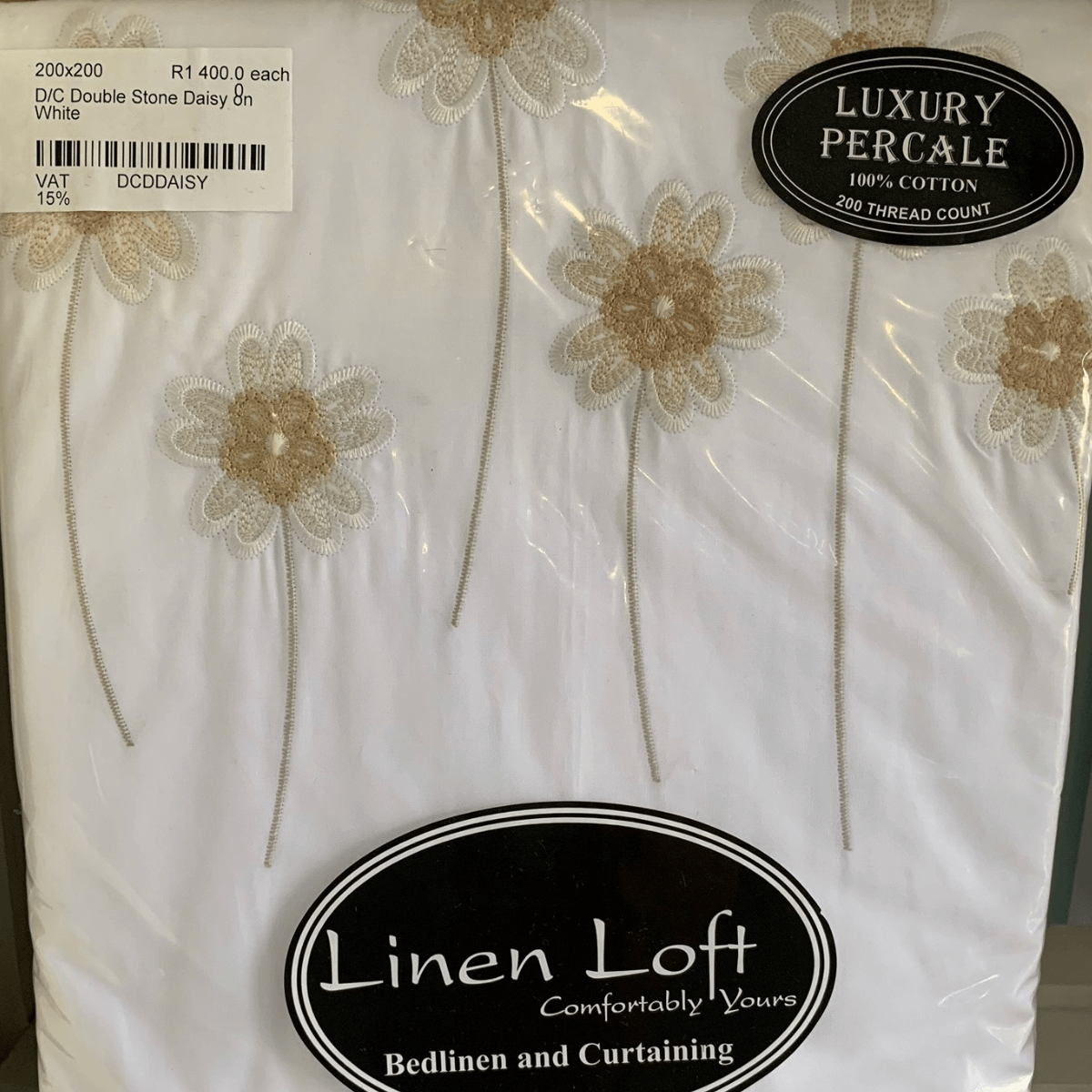 Duvet Cover • Embroidered • Small Daisy • 200T • 100% Cotton Percale • White - Image 4