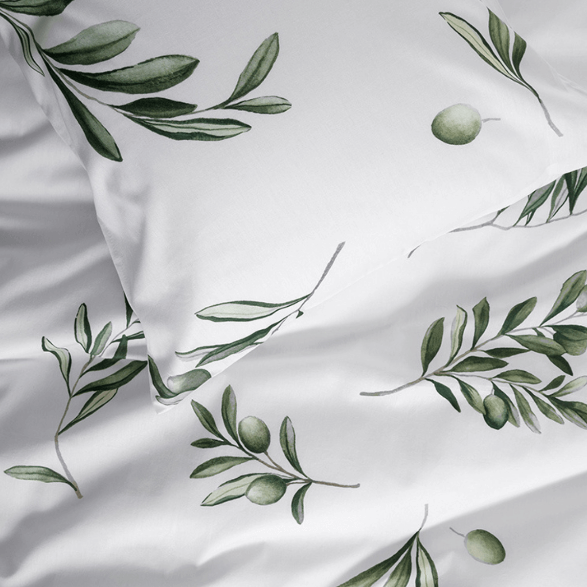 Duvet Cover • Printed • Eleni Olive • 100% Cotton Percale - Image 2