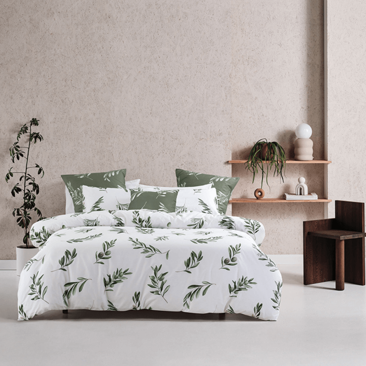 Duvet Cover • Printed • Eleni Olive • 100% Cotton Percale