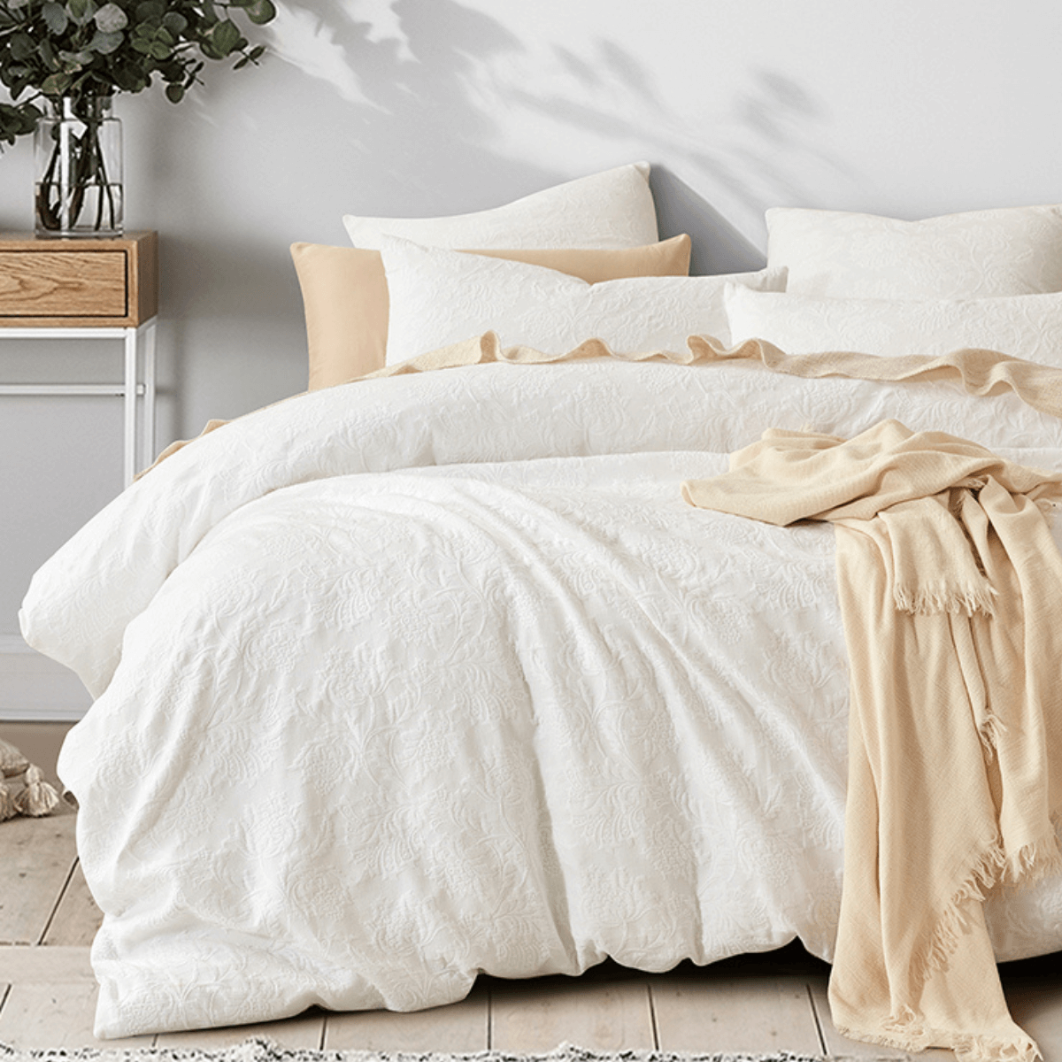 Duvet Cover • Textured • Pavlova • 100% Pure Cotton Jacquard