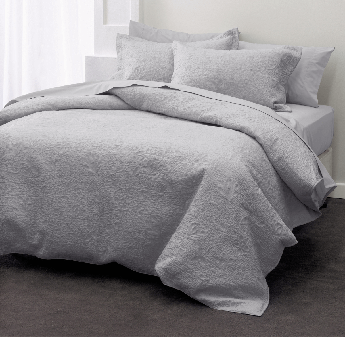 Quilted Coverlet • Embroidered • Chantal • 100% Cotton - Image 7