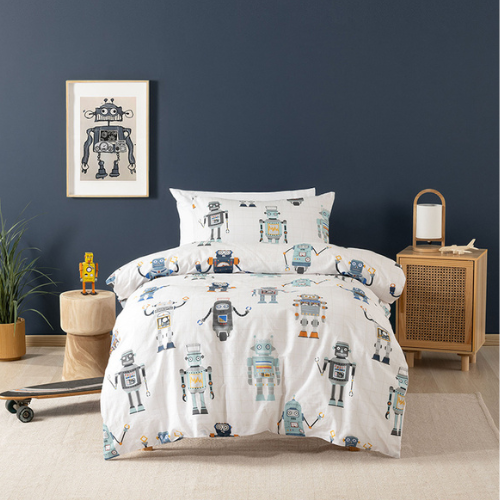 Kids Duvet Cover • Printed • Retro Robot • 100% Cotton