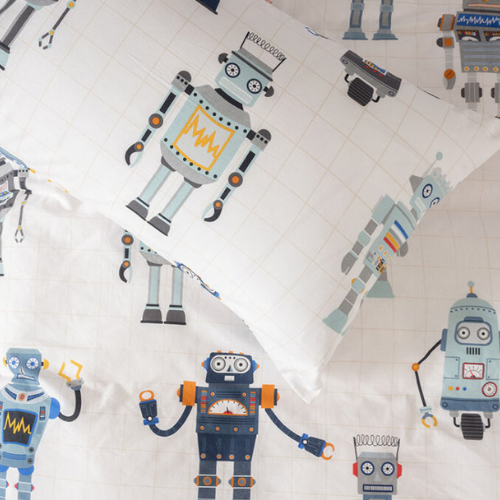 Kids Duvet Cover • Printed • Retro Robot • 100% Cotton - Image 3